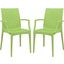 2 LeisureMod Weave Green Mace Indoor Outdoor Arm Chairs