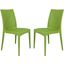 2 LeisureMod Weave Lime Green Mace Indoor Outdoor Armless Dining Chairs