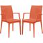 2 LeisureMod Weave Orange Mace Indoor Outdoor Arm Chairs