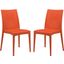 2 LeisureMod Weave Orange Mace Indoor Outdoor Armless Dining Chairs