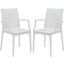 2 LeisureMod Weave White Mace Indoor Outdoor Arm Chairs