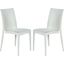 2 LeisureMod Weave White Mace Indoor Outdoor Armless Dining Chairs