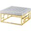 36 Inch Square Modern Gold Plated Accent Ottoman In Gray