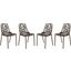 4 LeisureMod Devon Brown Aluminum Armless Chairs