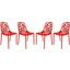 4 LeisureMod Devon Red Aluminum Armless Chairs