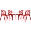 4 LeisureMod Dynamic Transparent Red Dining Chairs