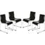4 LeisureMod Lima Transparent Black Acrylic Chairs