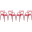 4 LeisureMod Milan Red Wire Design Chairs