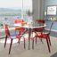 4 LeisureMod Murray Red Dining Chairs