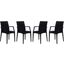 4 LeisureMod Weave Black Mace Indoor Outdoor Arm Chairs