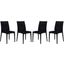4 LeisureMod Weave Black Mace Indoor Outdoor Armless Dining Chairs