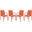 4 LeisureMod Weave Orange Mace Indoor Outdoor Arm Chairs