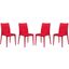 4 LeisureMod Weave Red Mace Indoor Outdoor Armless Dining Chairs