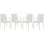 4 LeisureMod Weave White Mace Indoor Outdoor Arm Chairs