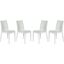4 LeisureMod Weave White Mace Indoor Outdoor Armless Dining Chairs