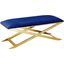 47 Inch Modern Velvet With Gold Plated Accent Bench In Blue
