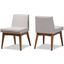 Baxton Studio Nexus Mid-Century Modern Walnut Wood Finishing Greyish Beige Fabric Dining Side Chair (Set Of 2)