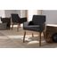Baxton Studio Nexus Mid-Century Modern Walnut Wood Finishing Dark Grey Fabric Dining Armchair (Set Of 2)