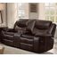 Bastrop Brown Leather Reclining Console Loveseat