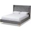Baxton Studio Valery Modern And Contemporary Dark Gray Velvet Fabric Upholstered King Size Platform Bed With Gold-Finished Legs