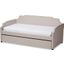 Baxton Studio Ally Modern And Contemporary Beige Fabric Upholstered Twin Size Sofa Daybed With Roll Out Trundle Guest Bed