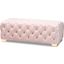 Baxton Studio Avara Glam And Luxe Light Pink Velvet Fabric Upholstered Gold Finished Button Tufted Bench Ottoman