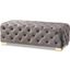 Baxton Studio Avara Glam And Luxe Gray Velvet Fabric Upholstered Gold Finished Button Tufted Bench Ottoman