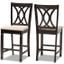Baxton Studio Reneau Modern And Contemporary Sand Fabric Upholstered Espresso Brown Finished Wood Counter Height Pub Chair Set Of 2