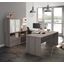 I3 Plus U-Desk With Frosted Glass Door Hutch In Bark Gray