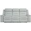 Darwan Light Gray Leather Double Lay Flat Reclining Sofa