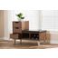 Baxton Studio Arielle Modern And Contemporary Walnut Brown Wood 3-Drawer Shoe Storage Padded Leatherette Seating Bench With Two Open Shelves