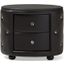 Baxton Studio Davina Hollywood Glamour Style Oval 2-Drawer Black Faux Leather Upholstered Nightstand