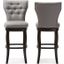 Baxton Studio Leonice Modern and Contemporary Grey Fabric Upholstered Button-tufted 29-Inch 2-Piece Swivel Bar Stool Set