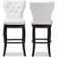 Baxton Studio Leonice Modern and Contemporary White Faux Leather Upholstered Button-tufted 29-Inch 2-Piece Swivel Bar Stool Set