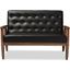 Baxton Studio Sorrento Mid-Century Retro Modern Black Faux Leather Upholstered Wooden 2-Seater Loveseat
