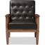 Baxton Studio Sorrento Mid-Century Retro Modern Brown Faux Leather Upholstered Wooden Lounge Chair