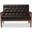 Baxton Studio Sorrento Mid-Century Retro Modern Brown Faux Leather Upholstered Wooden 2-Seater Loveseat