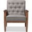 Baxton Studio Sorrento Mid-Century Retro Modern Grey Fabric Upholstered Wooden Lounge Chair