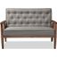 Baxton Studio Sorrento Mid-Century Retro Modern Grey Fabric Upholstered Wooden 2-Seater Loveseat