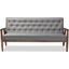 Baxton Studio Sorrento Mid-Century Retro Modern Grey Fabric Upholstered Wooden 3-Seater Sofa