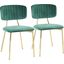 Bouton Chair in Gold Metal and Green Velvet - Set of 2
