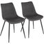 Durango Dining Chair in Black with Vintage Grey Faux Leather - Set of 2