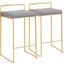 Fuji Counter Stool in Gold with Grey Faux Leather - Set of 2