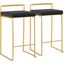 Fuji Counter Stool in Gold with Black Velvet Cushion - Set of 2