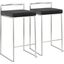 Fuji Stackable Counter Stool in Stainless Steel with Black Velvet Cushion - Set of 2