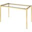 Fuji Dining Table in Gold Metal with Clear Glass Top