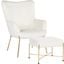 Izzy Lounge Chair and Ottoman Set in Gold Metal and Cream Velvet Fabric