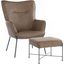 Izzy Lounge Chair and Ottoman Set in Black Metal and Espresso Faux Leather