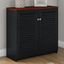 Fairview Small Storage Cabinet with Doors in Antique Black and Hansen Cherry