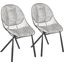 Wired Chair in Black Metal with Light Grey Faux Leather Cushions - Set of 2